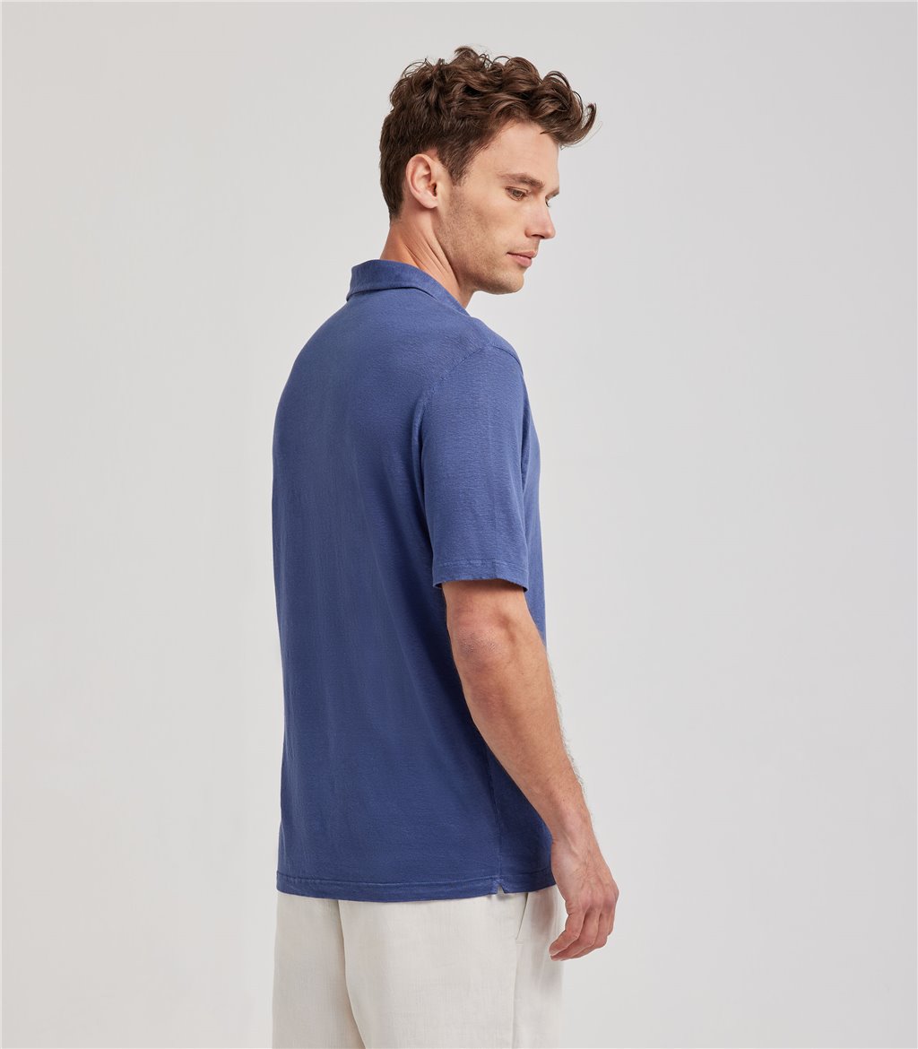 S.Moritz Polo skipper blu da uomo in jersey lino | S.Moritz Sito Ufficiale In Saldo