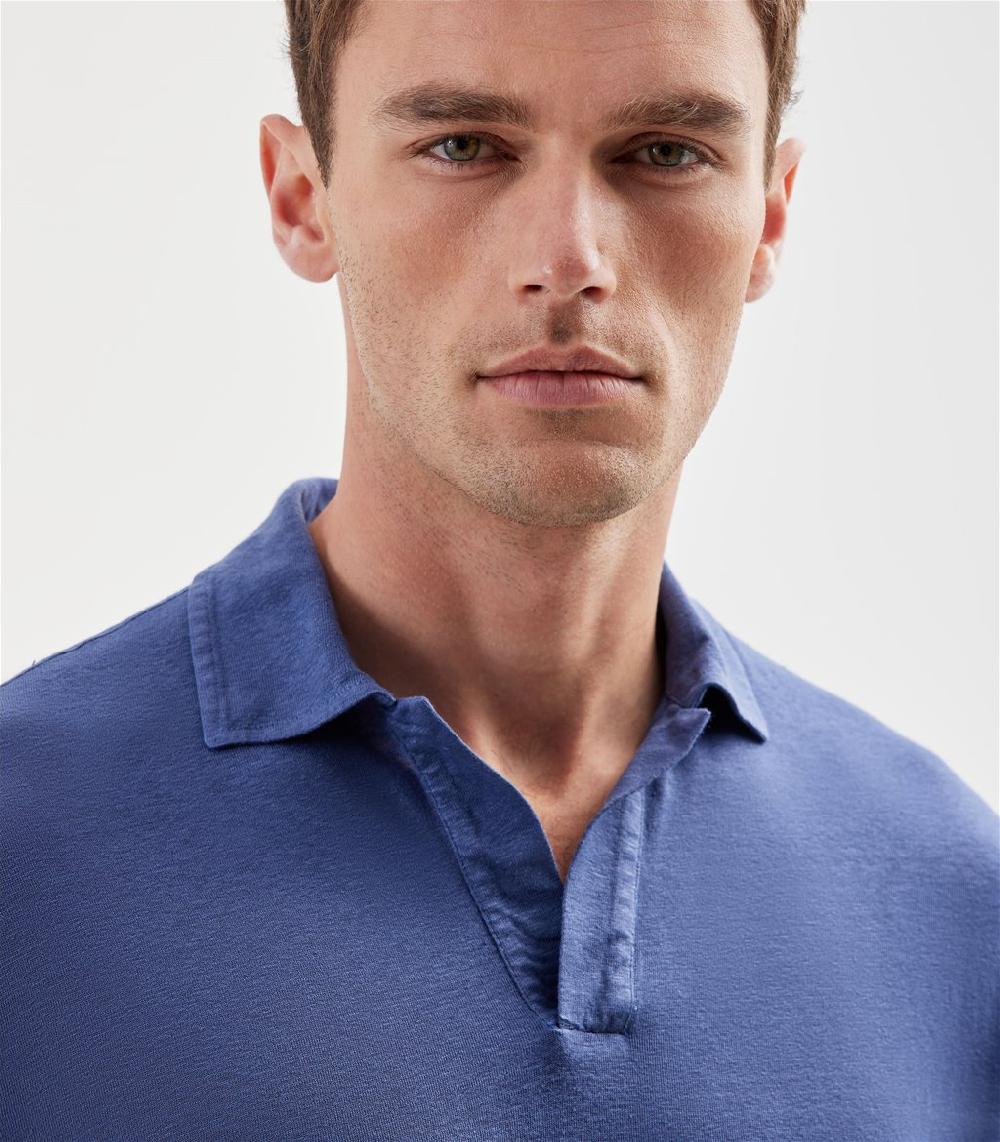 S.Moritz Polo skipper blu da uomo in jersey lino | S.Moritz Sito Ufficiale In Saldo