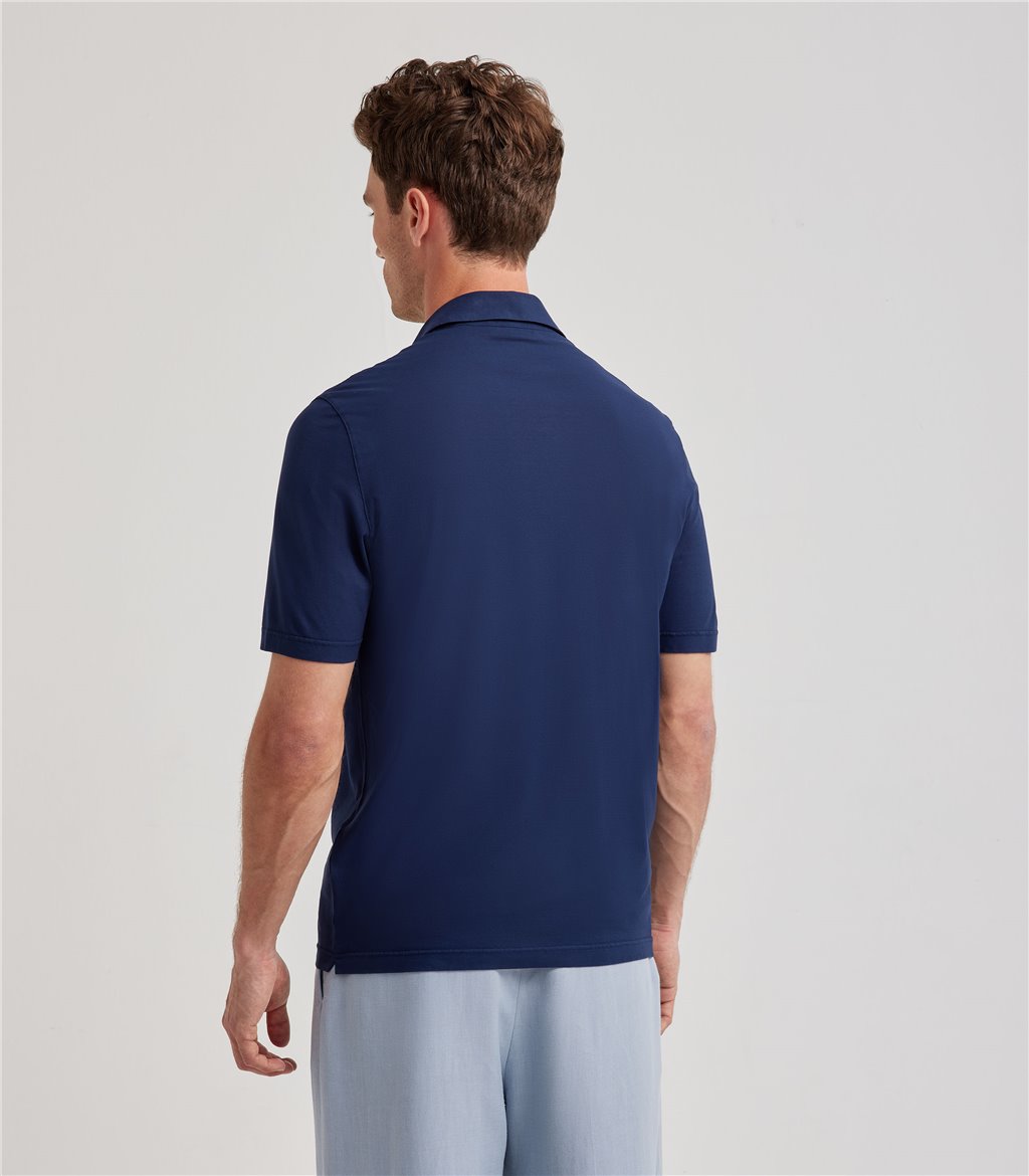 S.Moritz Polo indaco da uomo in cotone crepe | S.Moritz Sito Ufficiale Moda