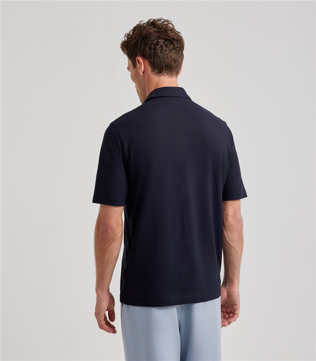 S.Moritz Polo blu navy da uomo in cotone crepe | S.Moritz Sito Ufficiale 2025