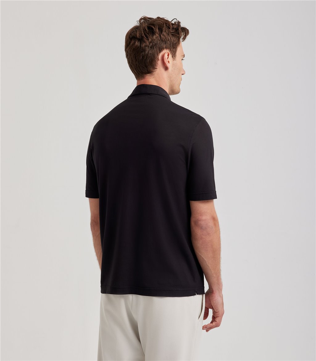 S.Moritz Polo nera da uomo in cotone crepe | S.Moritz Sito Ufficiale 2025