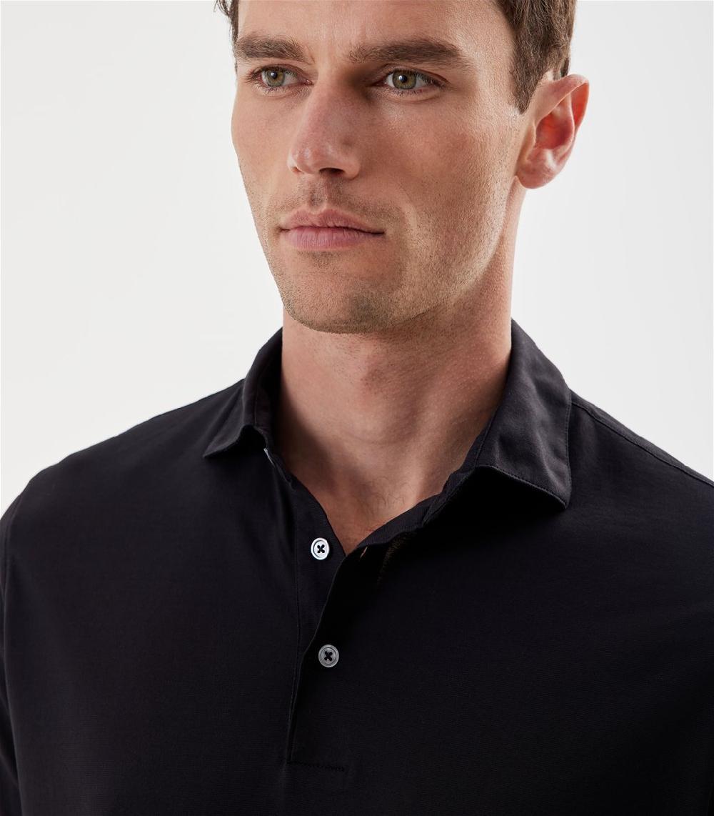 S.Moritz Polo nera da uomo in cotone crepe | S.Moritz Sito Ufficiale 2025