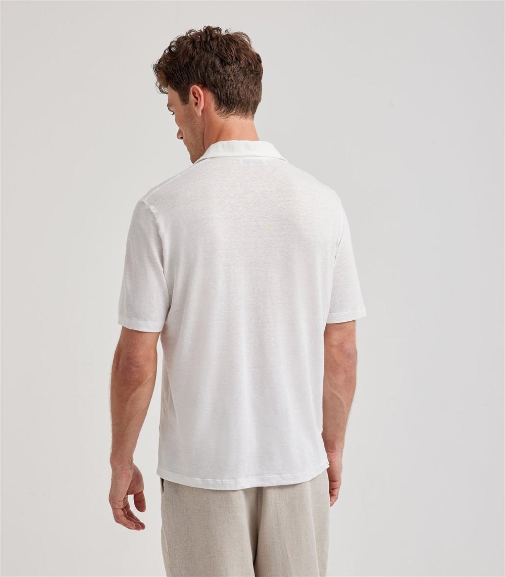 S.Moritz Polo skipper bianca da uomo in jersey lino | S.Moritz Sito Ufficiale In Linea