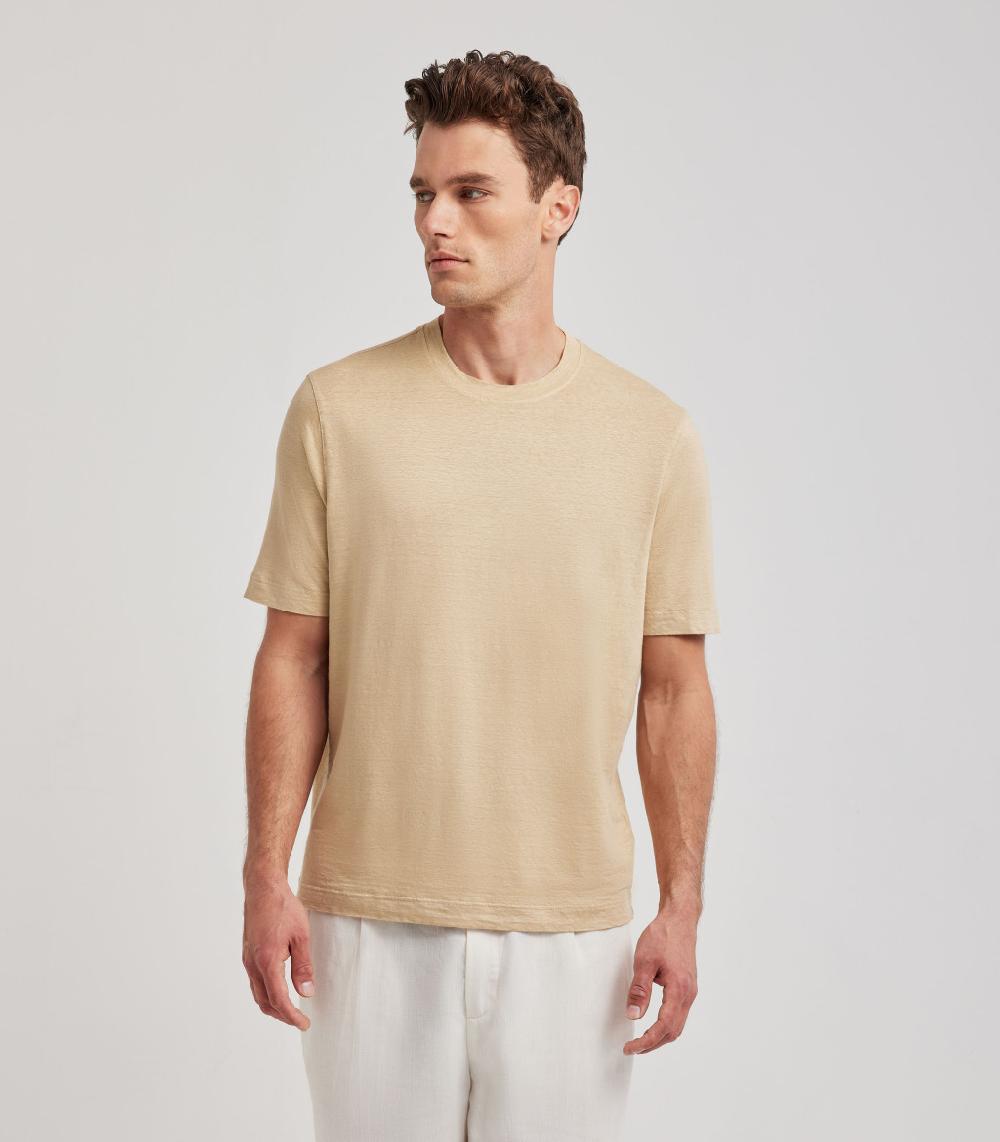 S.Moritz T-shirt beige da uomo in jersey lino | S.Moritz Sito Ufficiale Presa