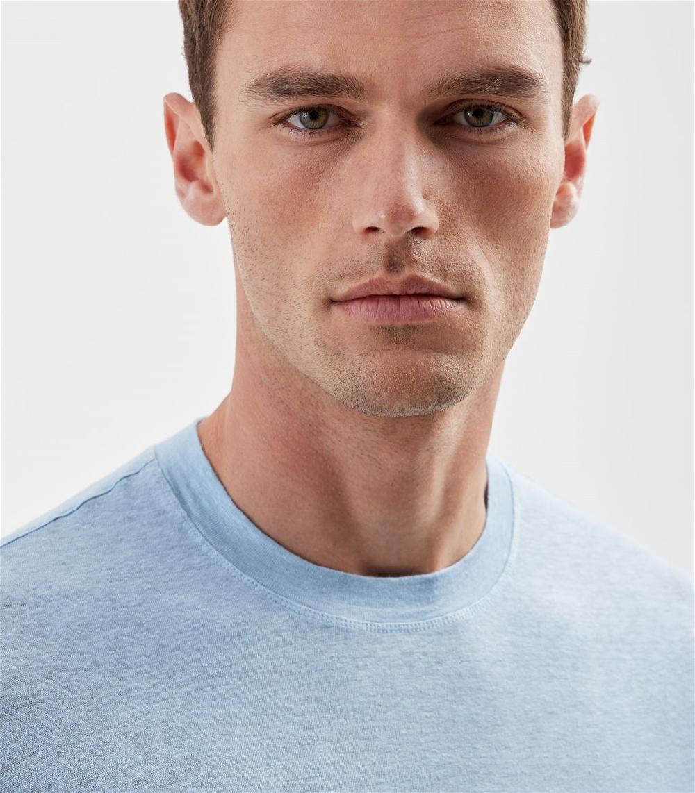 S.Moritz T-shirt cielo da uomo in jersey lino | S.Moritz Sito Ufficiale Economico