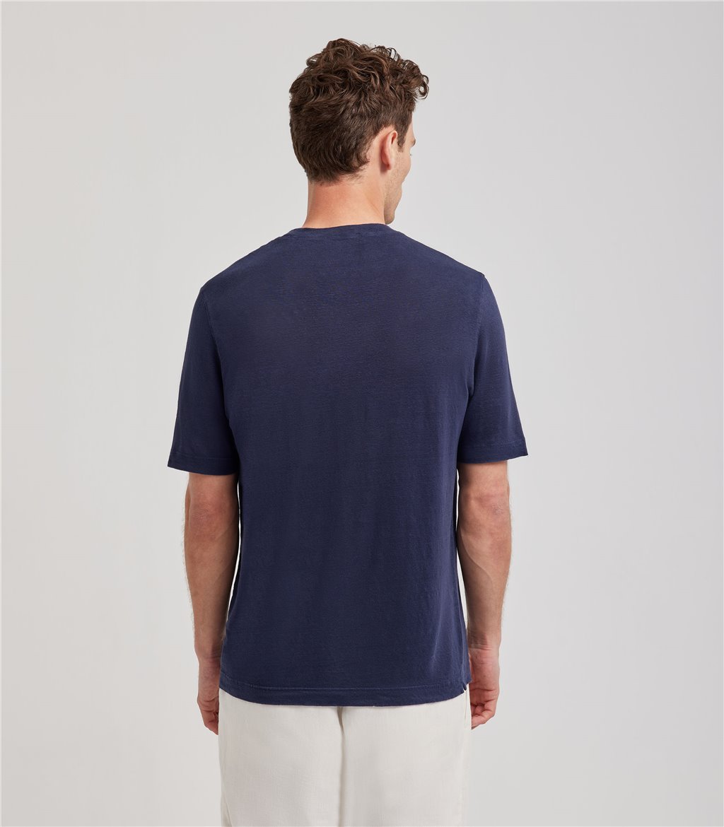 S.Moritz T-shirt indaco da uomo in jersey lino | S.Moritz Sito Ufficiale Saldi