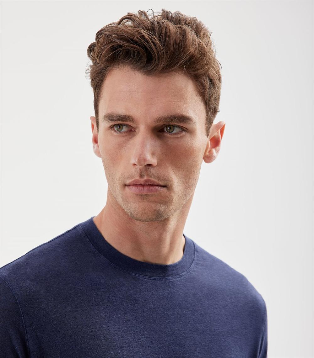 S.Moritz T-shirt indaco da uomo in jersey lino | S.Moritz Sito Ufficiale Saldi
