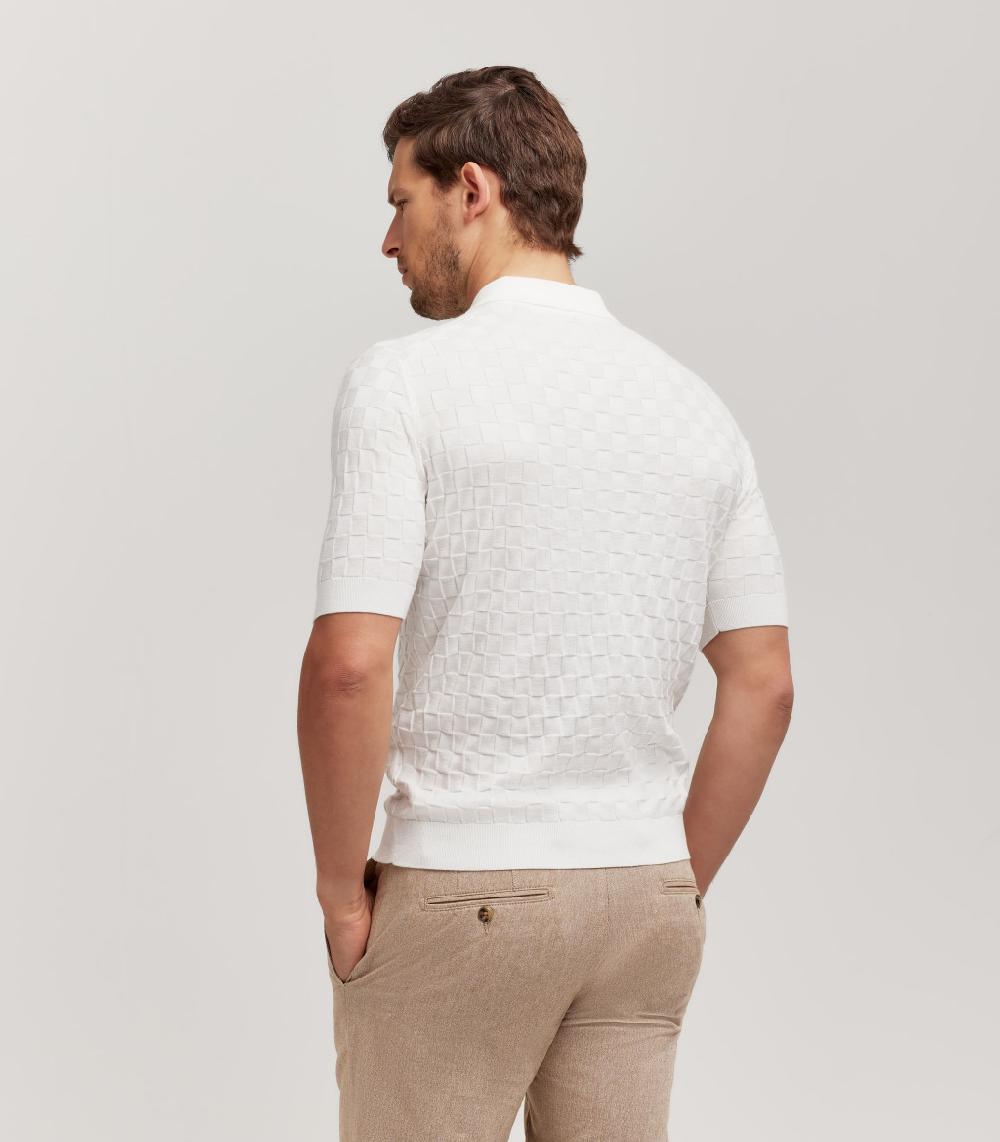 S.Moritz T-SHIRT COLLO CAMICIA PUNTO QUADRETTO - COTONE Vendita Calda
