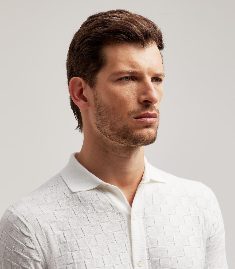S.Moritz T-SHIRT COLLO CAMICIA PUNTO QUADRETTO - COTONE Vendita Calda
