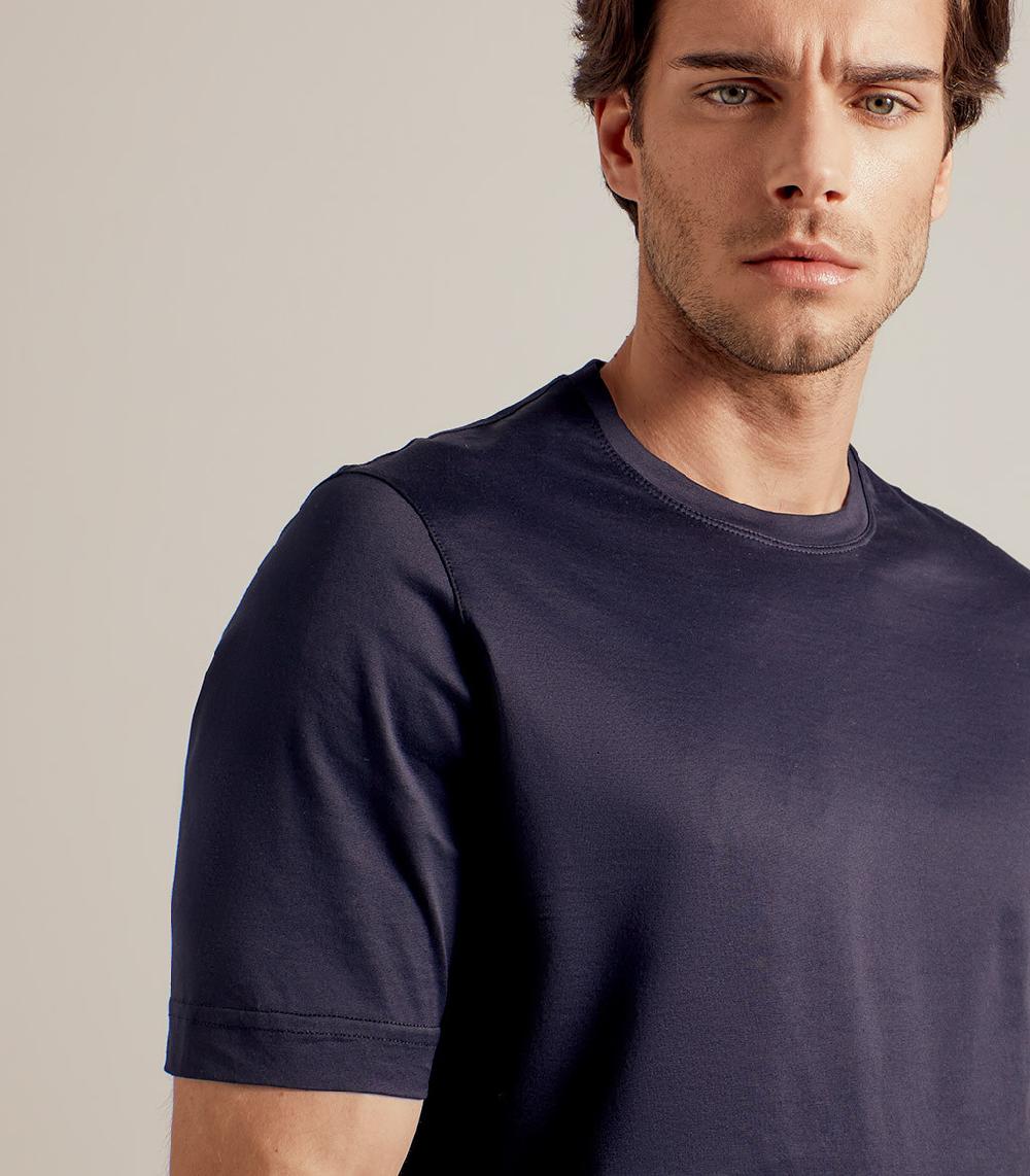 S.Moritz T-SHIRT IN COTONE SUPERFINE - BLU NAVY In Saldo