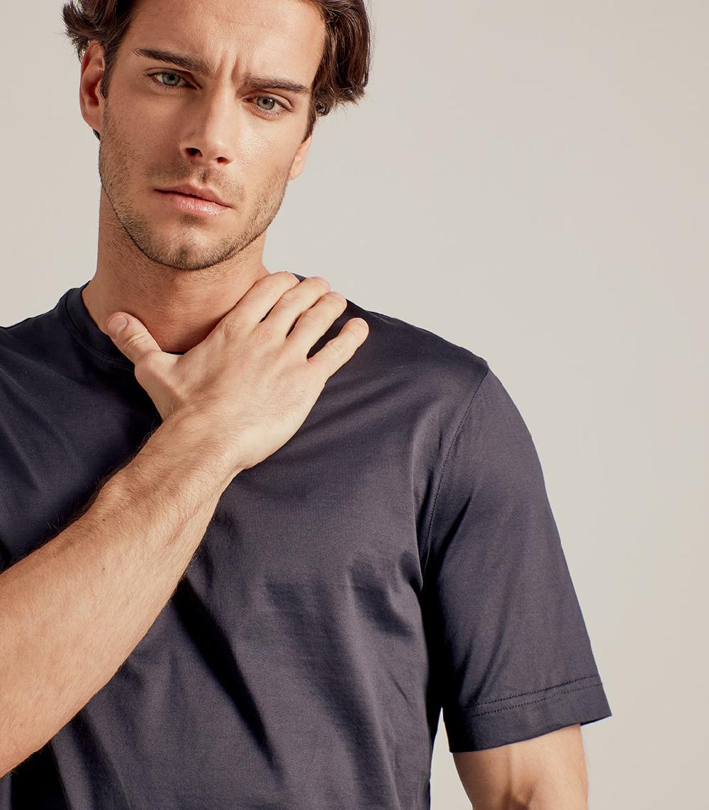 S.Moritz T-SHIRT IN COTONE SUPERFINE - GRIGIO ANTRACITE Nuova