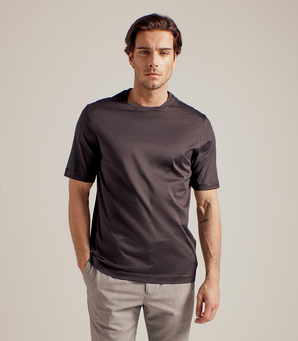S.Moritz T-SHIRT IN COTONE SUPERFINE - MARRONE 2025