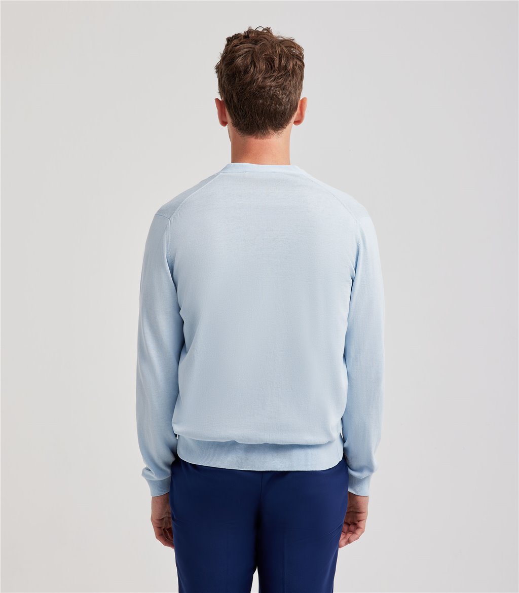 S.Moritz Cardigan da uomo in cotone blu polvere | S.Moritz Sito Ufficiale 2025