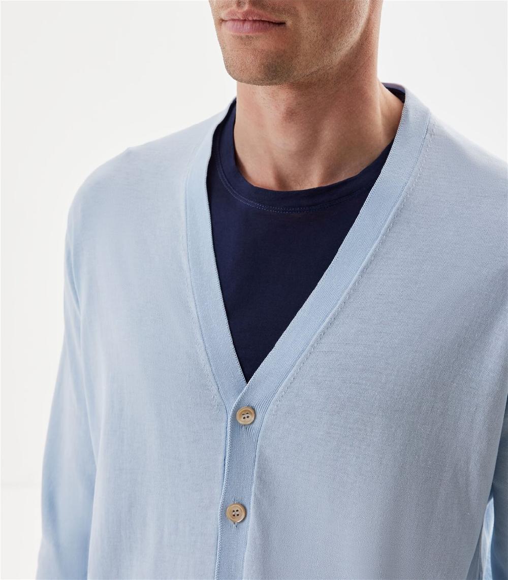 S.Moritz Cardigan da uomo in cotone blu polvere | S.Moritz Sito Ufficiale 2025