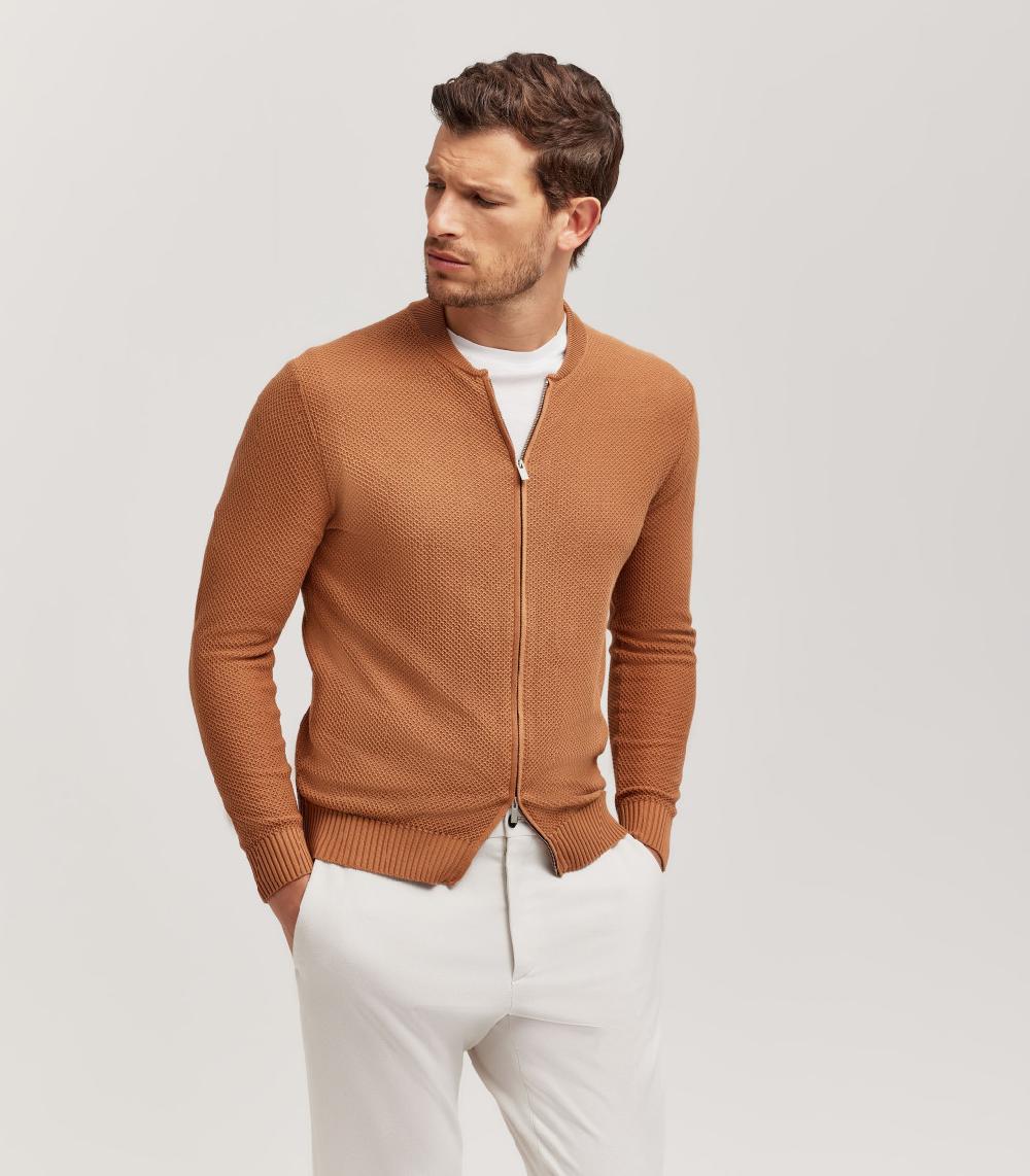 S.Moritz FULLZIP COLLO BOMBER NIDO D'APE - COTONE Qualità