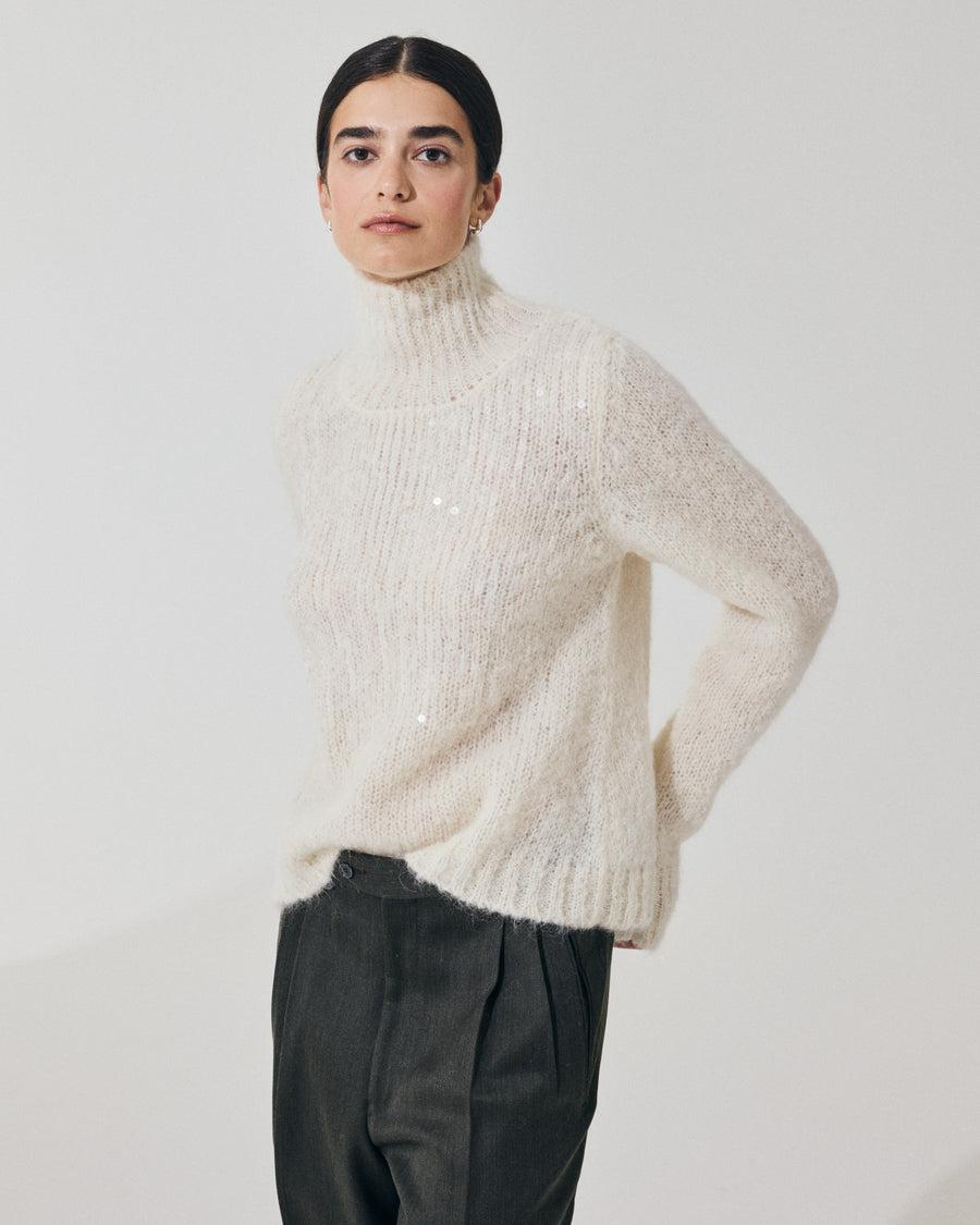 Scaglione T.NECK TRAPEZIO PAILLETTES MILK Acquista Ora