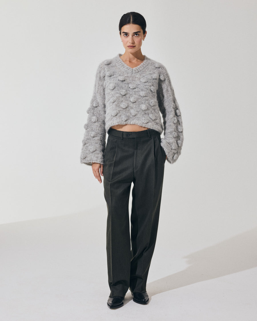 Scaglione V NECK OVER HAZELNUT STITCH GREY Shopping Online