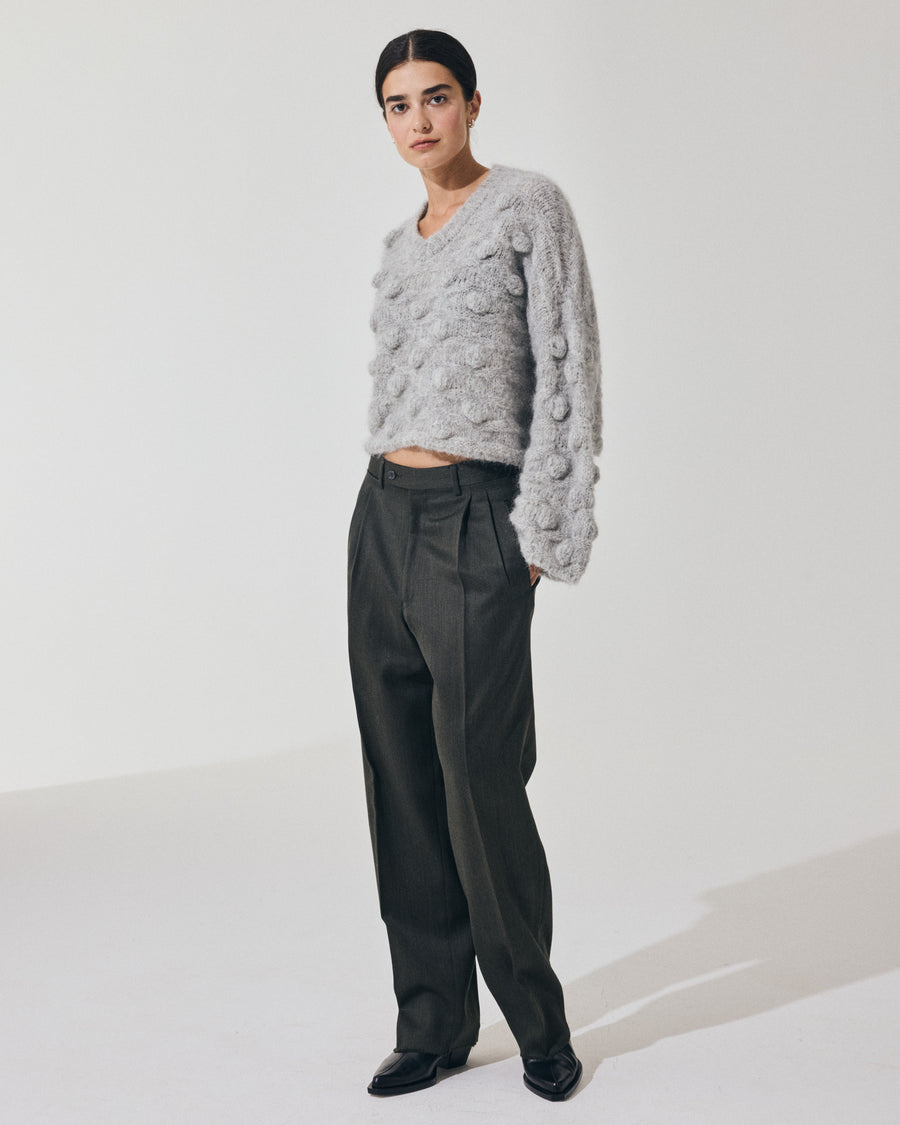 Scaglione V NECK OVER HAZELNUT STITCH GREY Shopping Online