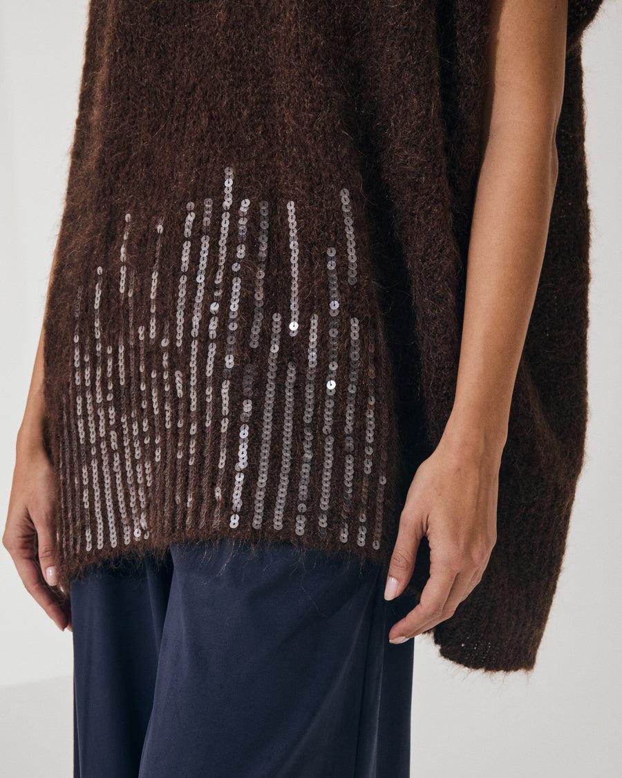 Scaglione PONCHO V PAILLETTES EBANO Sottocosto
