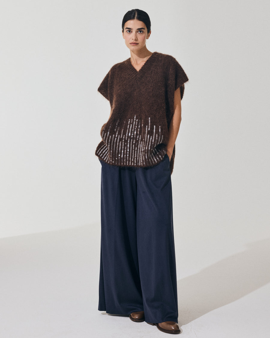 Scaglione PONCHO V PAILLETTES EBANO Sottocosto