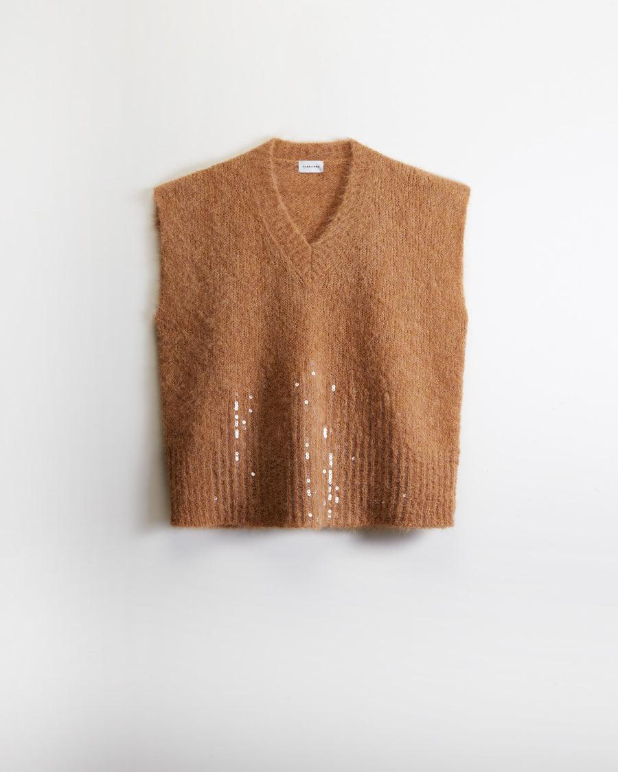 Scaglione PONCHO V PAILLETTES CARAMEL Convenienza