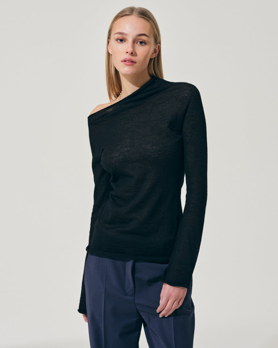 Scaglione ROUND NECK ASYMMETRIC BLACK Novità