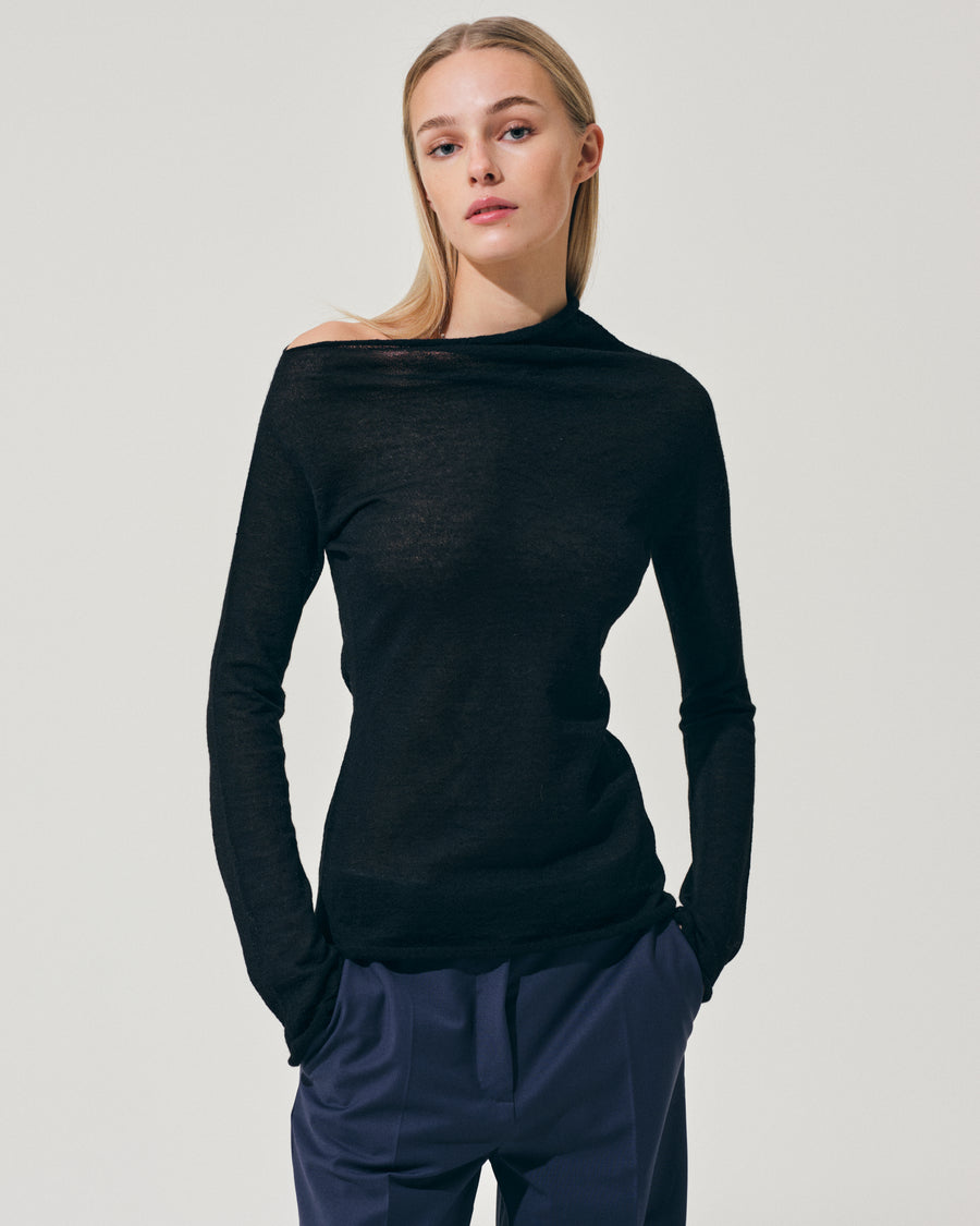 Scaglione ROUND NECK ASYMMETRIC BLACK Novità