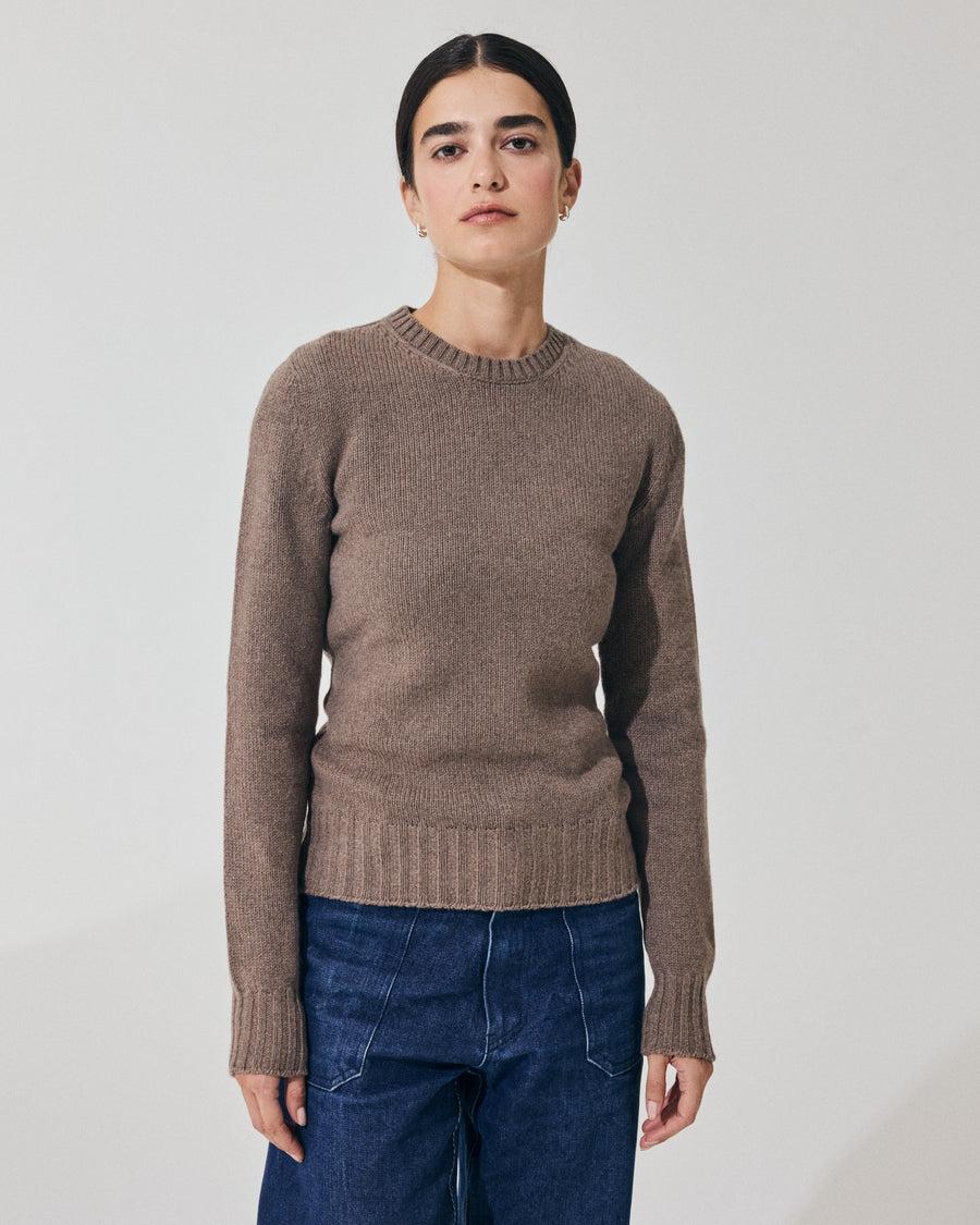 Scaglione ROUND NECK SOFT HYBRID CASHMERE TAUPE Saldi