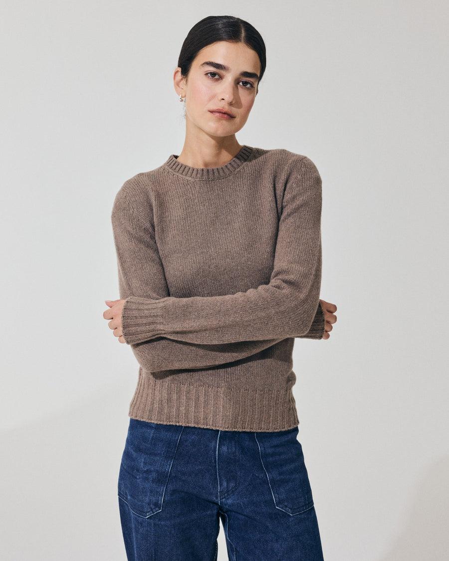 Scaglione ROUND NECK SOFT HYBRID CASHMERE TAUPE Saldi