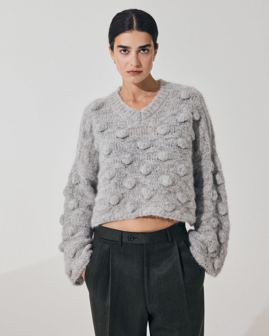 Scaglione V NECK OVER HAZELNUT STITCH GREY Italy