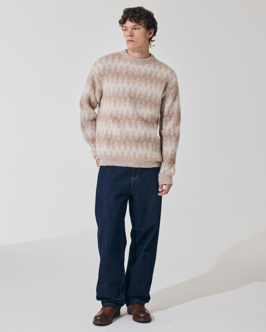 Scaglione ROUND NECK JQD WAVES BRUSHED BEIGE Negozi Online
