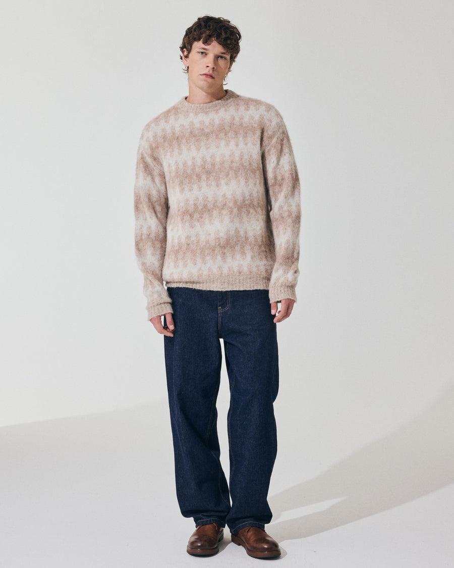 Scaglione ROUND NECK JQD WAVES BRUSHED BEIGE Negozi Online