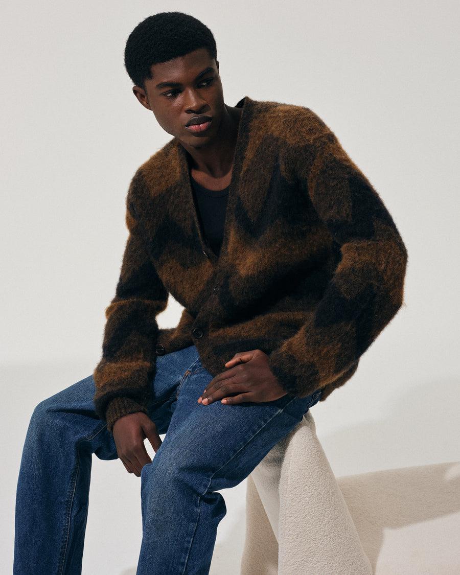 Scaglione CARDIGAN JQD ZIGZAGBRUSHED RUST Acquista Ora