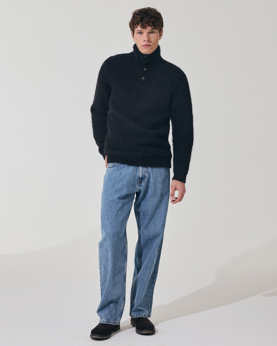 Scaglione HIGH NECK BOTTONI MESSY HAIR NAVY Fino Al -60%