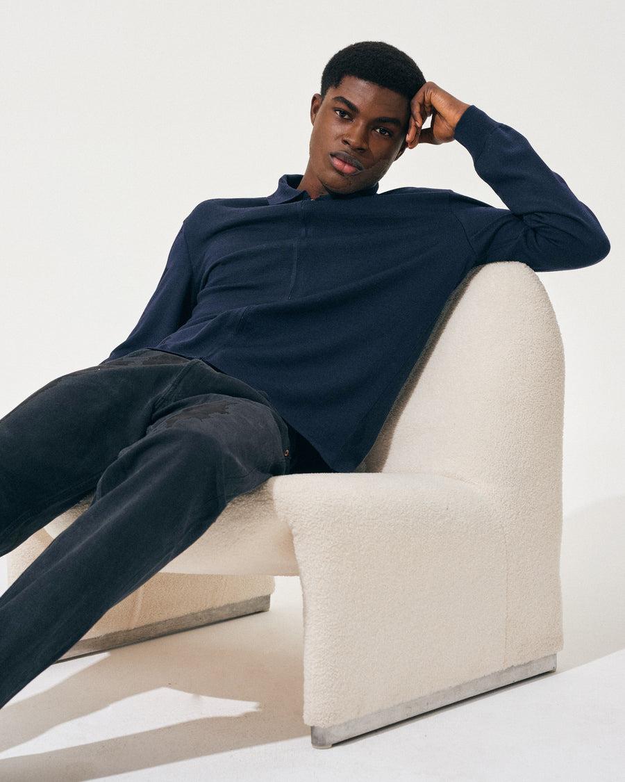 Scaglione ZIPPER COLLO A POLOCOMPACT MERINO NAVY Prezzo Ridotto