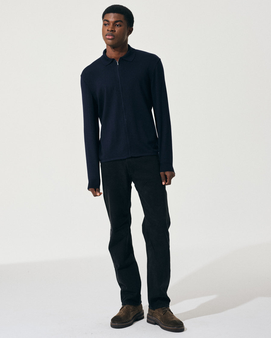 Scaglione ZIPPER COLLO A POLOCOMPACT MERINO NAVY Prezzo Ridotto