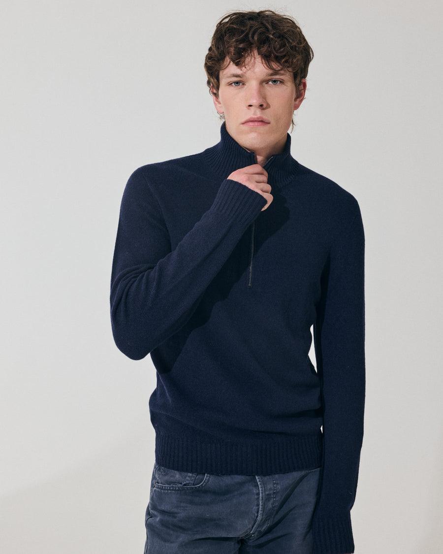 Scaglione ARMY ZIP HYBRD CASHMERE CASHMERE NAVY Sconto