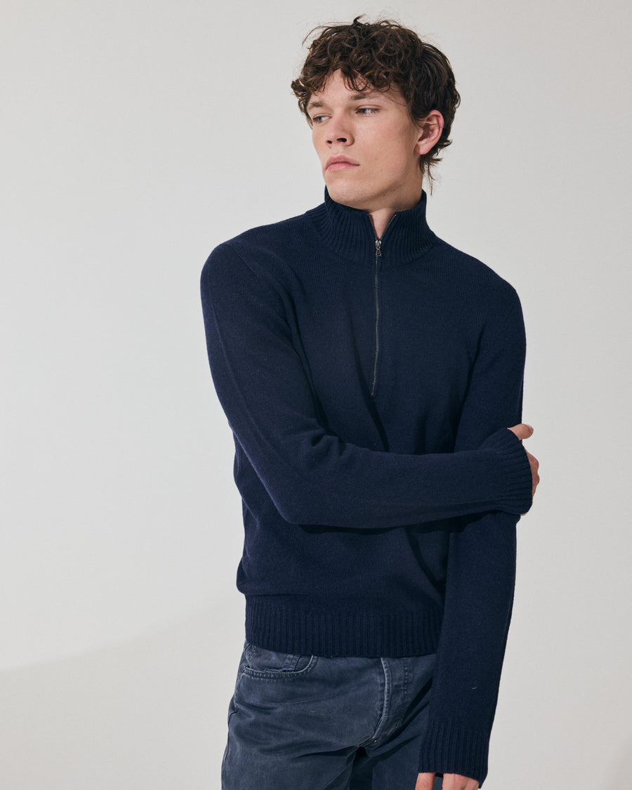 Scaglione ARMY ZIP HYBRD CASHMERE CASHMERE NAVY Sconto
