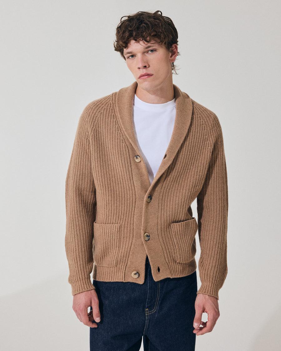 Scaglione CARDIGAN PANNOCCHIA HYBRD CASHMERE CARAMEL Offerta