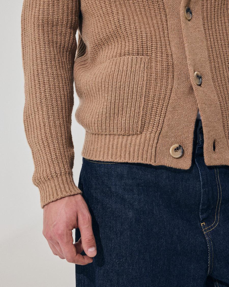Scaglione CARDIGAN PANNOCCHIA HYBRD CASHMERE CARAMEL Offerta
