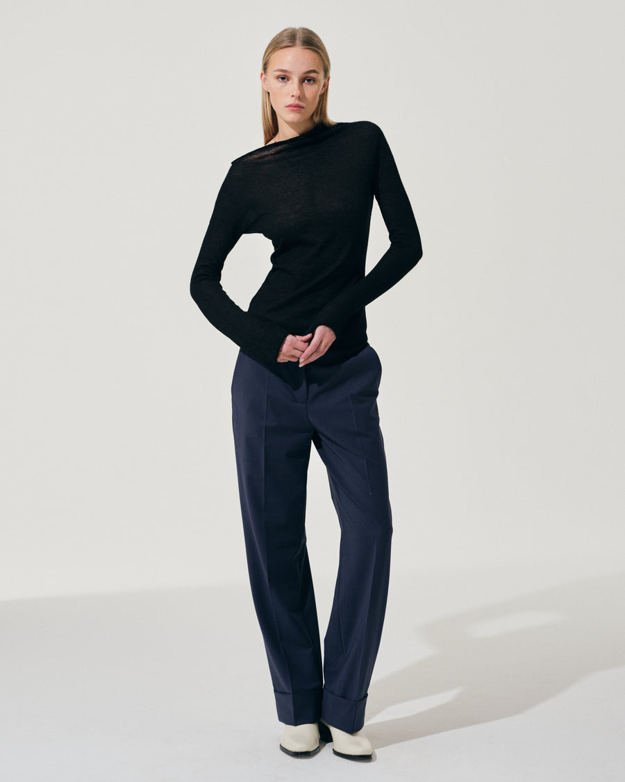 Scaglione PANTS PIEGA CENTALE MERINO NAVY Sottocosto