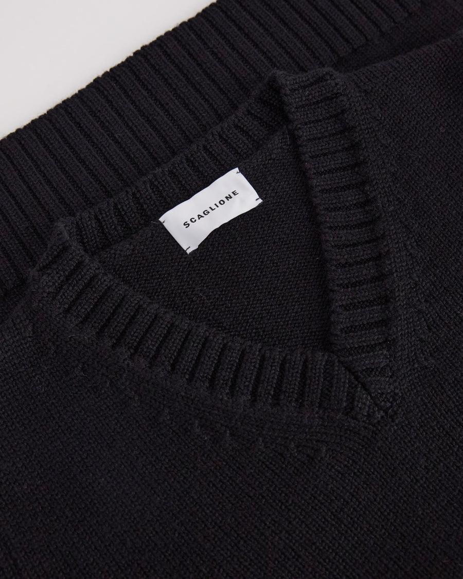 Scaglione V.NECK MERINO SOFT BLACK Moda