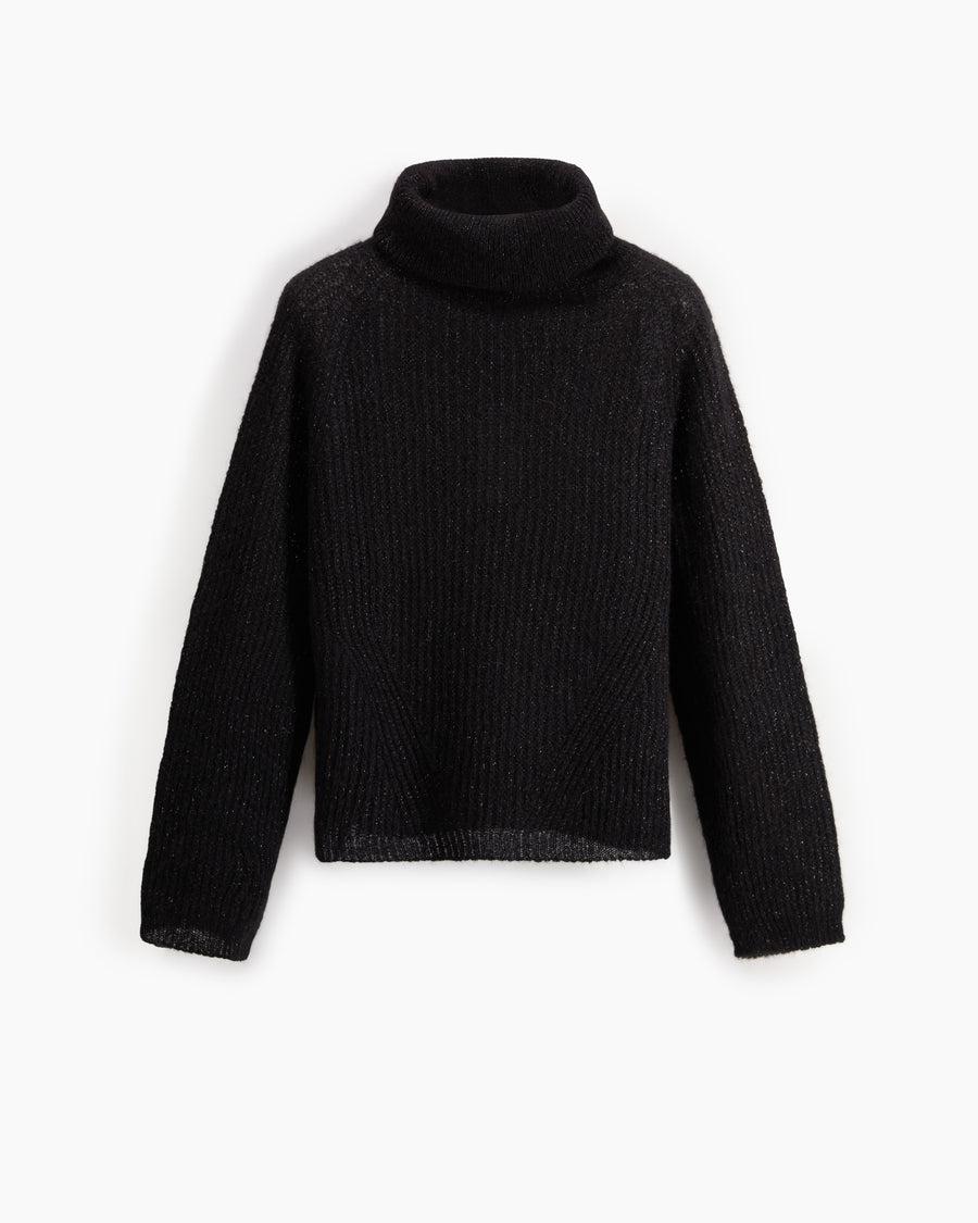 Scaglione TURTLE NECK RAGLAN GLITTER BLACK Prezzo Ridotto
