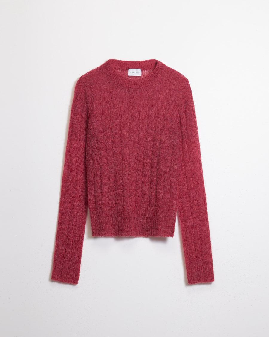 Scaglione ROUND NECK SLIM CABLES ULTRALIGHT DAHLIA