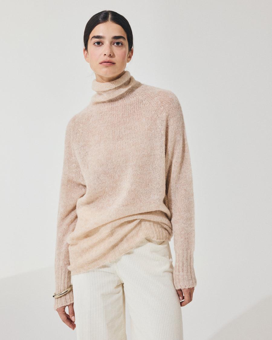 Scaglione TURTLE NECK RAGLAN SEAMLESS SAND Vendita Calda