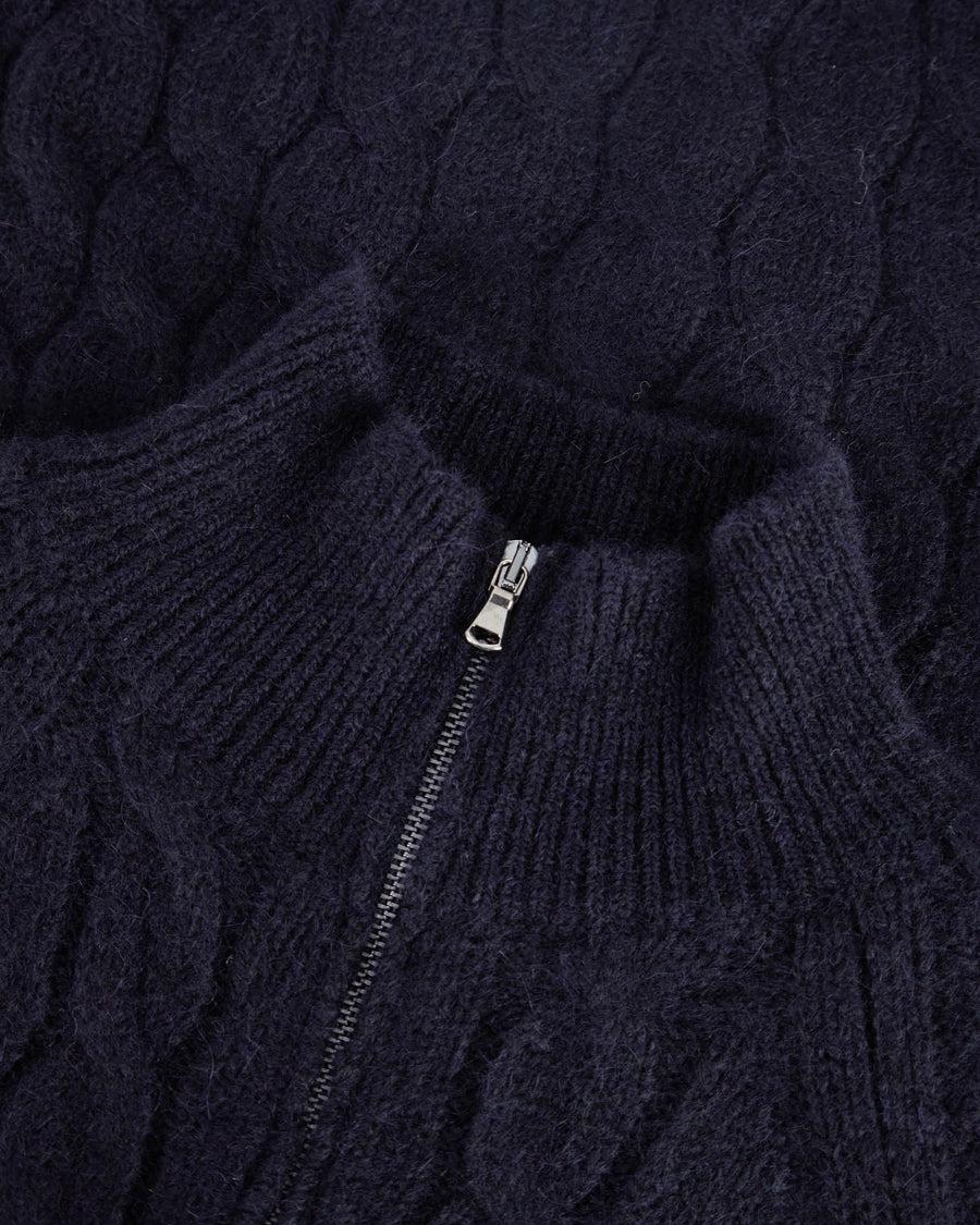 Scaglione ZIPPER RAGLAN CABLES NAVY Nuovo