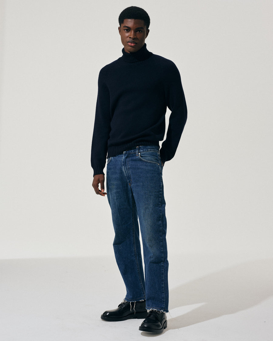 Scaglione TURTLE NECK RAGLAN SOFT MERINO NAVY Promozione Limitata