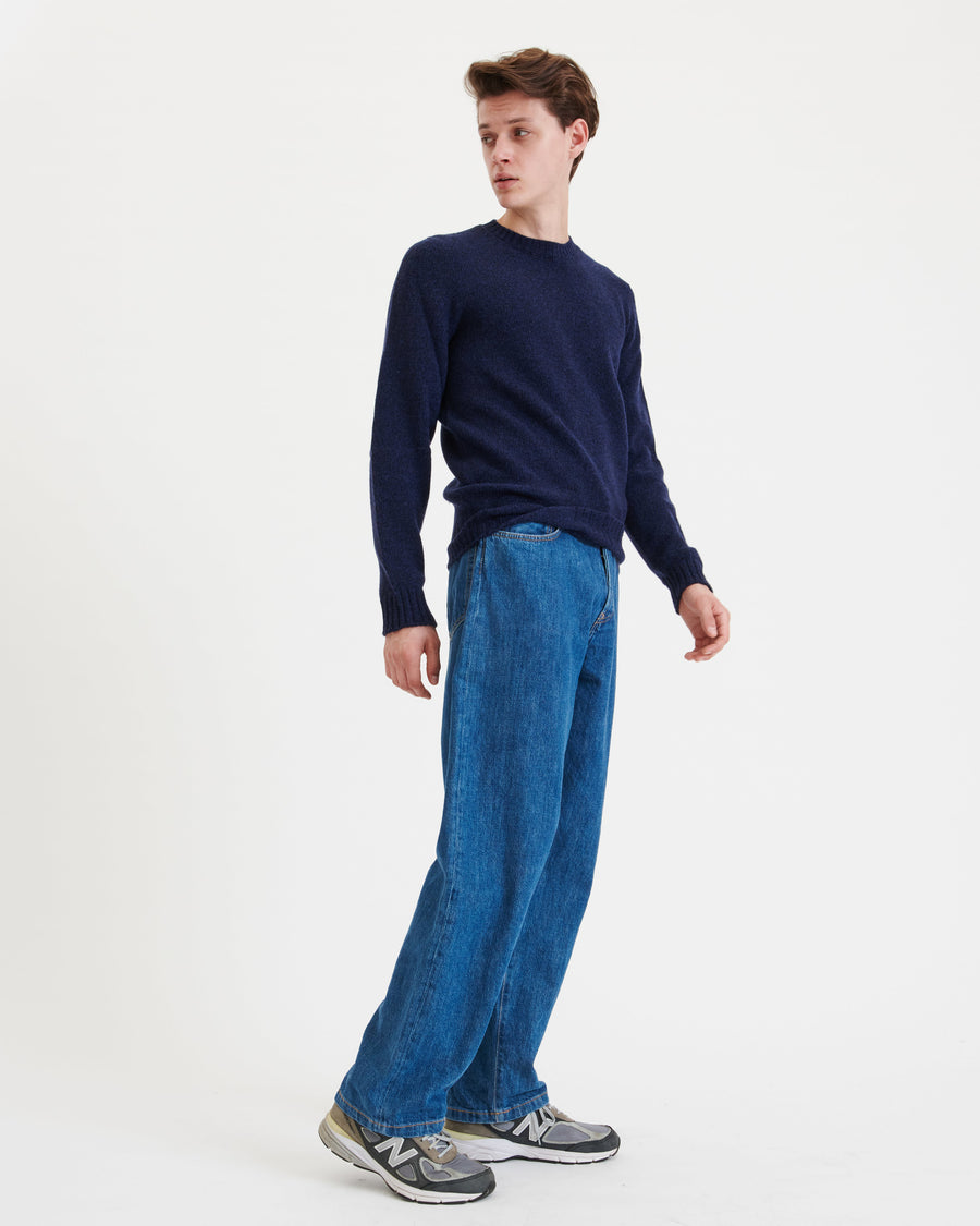 Scaglione ROUND NECK SEAMLESS SOFTWOOL NAVY Offerta