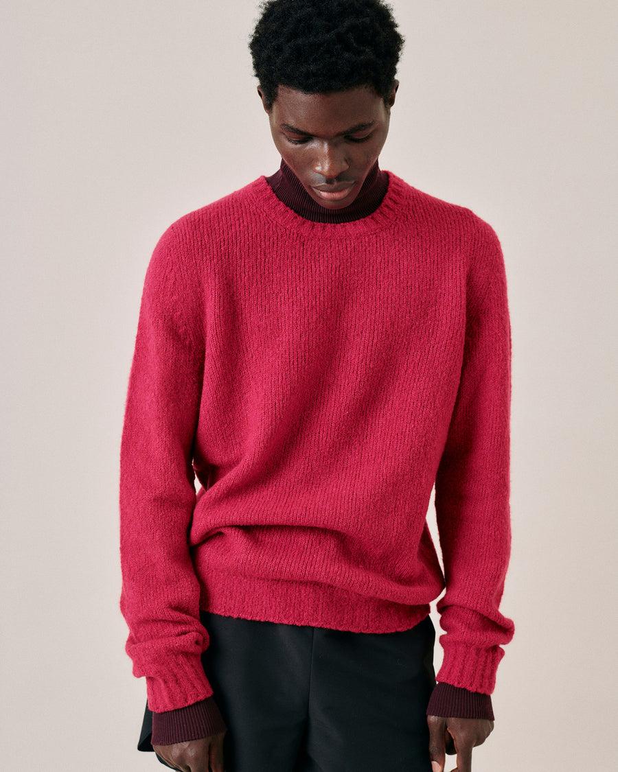 Scaglione ROUND NECK SEAMLESS PUFFED CASHMERE DAHLIA Saldi