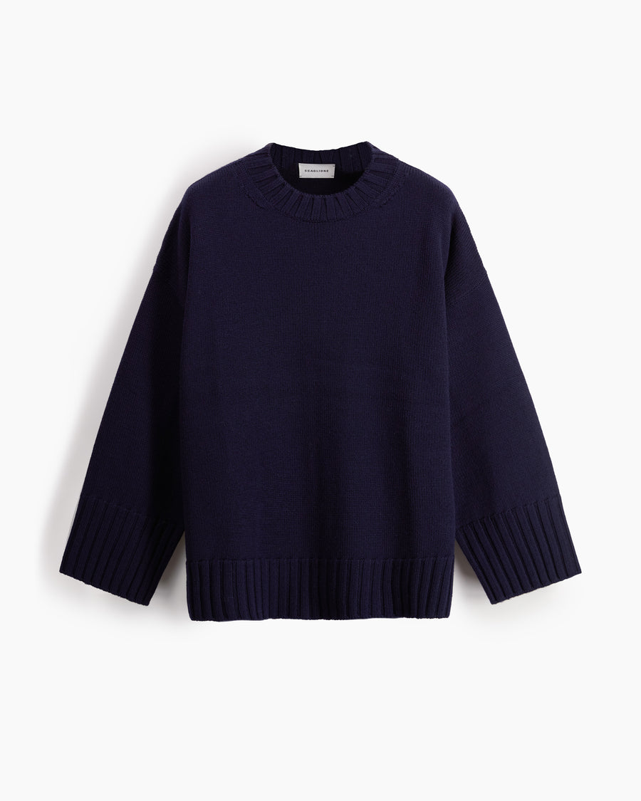 Scaglione ROUND NECK BOXY SOFT NAVY Negozio